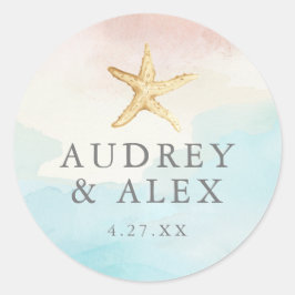 ビーチをテーマにした丸型ステッカー ラウンドシール