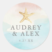 ビーチをテーマにした丸型ステッカー ラウンドシール (正面)