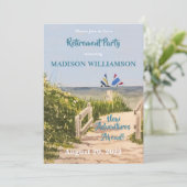 ビーチをテーマにした帆船の退職パーティー 招待状 (スタンド正面)