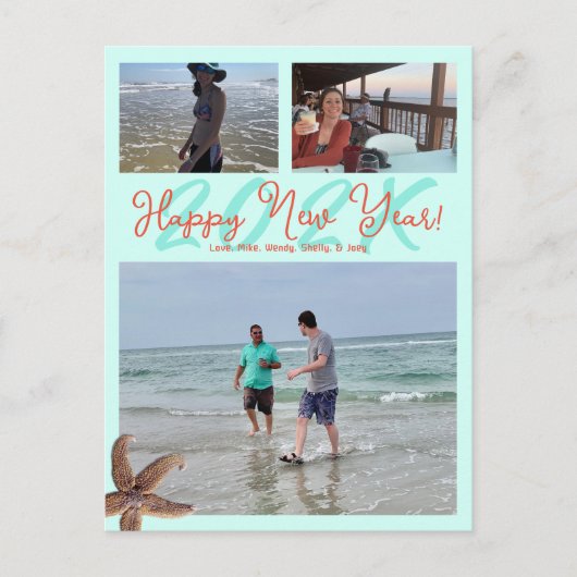 ビーチをテーマにした年のはじめの写真入りポストカード シーズンポストカード (正面)