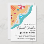 ビーチをテーマにした引退パーティー 招待状 (正面)