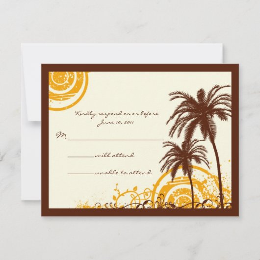 ビーチをテーマにした応答カード 出欠カード (正面)