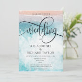 ビーチをテーマにした水彩書道海トロピック 招待状 (スタンド正面)