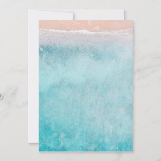 ビーチをテーマにした水彩書道海トロピック 招待状 (裏面)