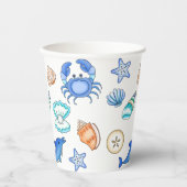ビーチをテーマにした海の生物 紙コップ (正面)