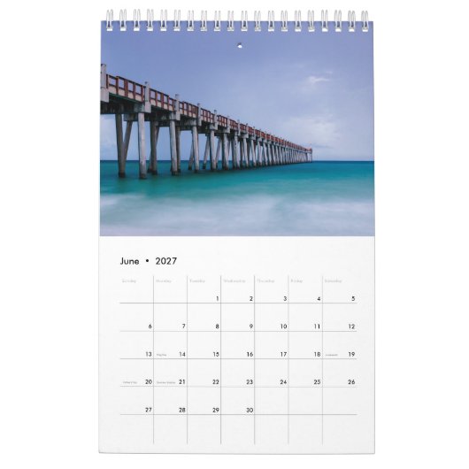ビーチをテーマにした海写真ギフト カレンダー (6月 2027)