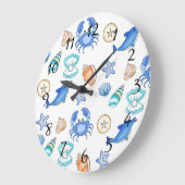 ビーチをテーマにした海洋芸術 ラージ壁時計 (傾斜)