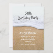 ビーチをテーマにした男の子の誕生日パーティーへの招待 招待状 (正面)