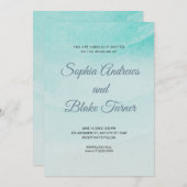 ビーチをテーマにした砂と結婚水 招待状 (正面/裏面)