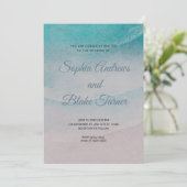 ビーチをテーマにした砂と結婚水 招待状 (スタンド正面)