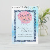 ビーチをテーマにした結婚式の招待状 セーブザデート (スタンド正面)