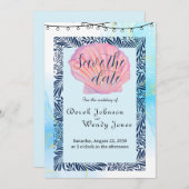 ビーチをテーマにした結婚式の招待状 セーブザデート (正面/裏面)