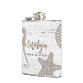 ビーチをテーマにした結婚式の木目 フラスク (左)