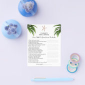 ビーチをテーマにした結婚式前パーティーのトリビア問題 チラシ (シングル)