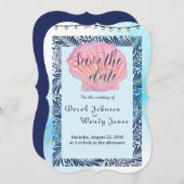 ビーチをテーマにした結婚式招待状 (正面/裏面)