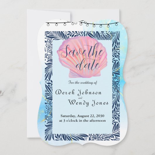 ビーチをテーマにした結婚式招待状 (正面)