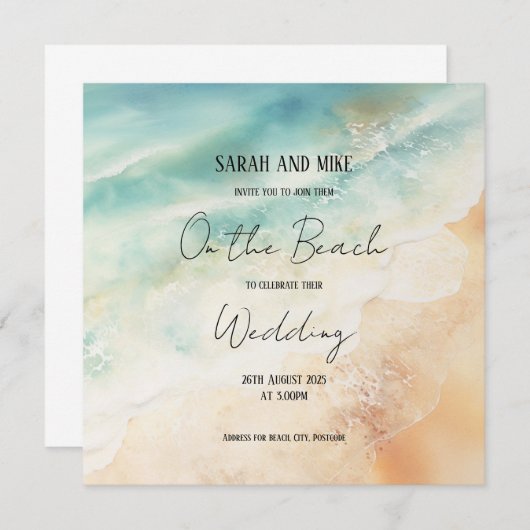 ビーチをテーマにした結婚式招待状 招待状 (正面/裏面)