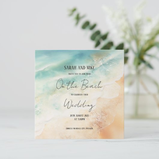 ビーチをテーマにした結婚式招待状 招待状 (スタンド正面)