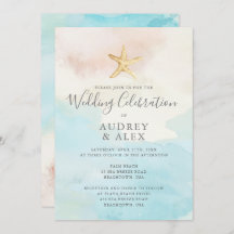 ビーチをテーマにした結婚式招待状