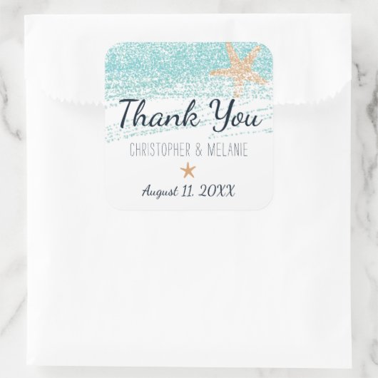 ビーチをテーマにした結婚式用シール- Favor Stickers スクエアシール (バッグ)