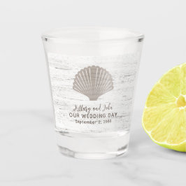 ビーチをテーマにした結婚式 ウッドグレイン ショットグラス