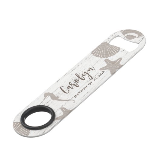 ビーチをテーマにした結婚式 ウッドグレイン スピード栓抜き (正面アングル)