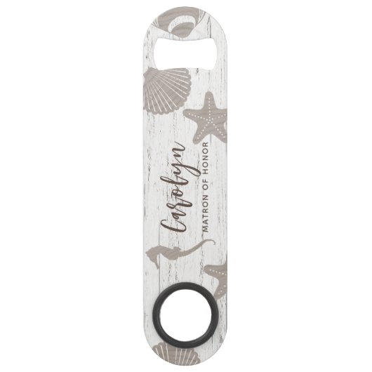 ビーチをテーマにした結婚式 ウッドグレイン スピード栓抜き (正面)