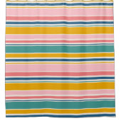 ビーチをテーマにした色のストライプ シャワーカーテン (正面)