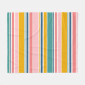 ビーチをテーマにした色のストライプ フリースブランケット (正面(横))