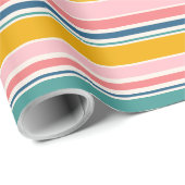 ビーチをテーマにした色のストライプ ラッピングペーパー (ロールコーナー)