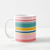 ビーチをテーマにした色のストライプ |名前の追加 コーヒーマグカップ (左)