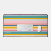 ビーチをテーマにした色のストライプ |名前の追加 デスクマット (キーボード&マウス)