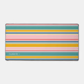 ビーチをテーマにした色のストライプ |名前の追加 デスクマット (正面)