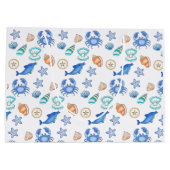 ビーチをテーマにした誕生日またはベビーシャワー ラージペーパーバッグ (裏面)