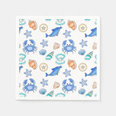 ビーチをテーマにした赤ちゃんシャワーまたは誕生日パーティー スタンダードカクテルナプキン (正面)