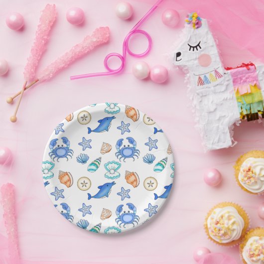 ビーチをテーマにした赤ちゃんシャワーまたは誕生日パーティー ペーパープレート (パーティー)