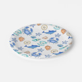 ビーチをテーマにした赤ちゃんシャワーまたは誕生日パーティー ペーパープレート (アングル)