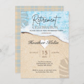 ビーチをテーマにした退職パーティーオンライン印刷可能 招待状 (正面/裏面)