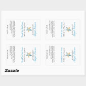 ビーチをテーマにした青+ヒトデ手作り石鹸ラベル 長方形シール (シート)