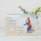 ビーチをテーマにした2025年卒業写真のクラス 招待状 (スタンド正面)