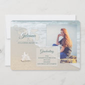 ビーチをテーマにした2025年卒業写真のクラス 招待状 (正面)