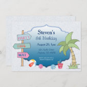 ビーチをテーマにした5行のカスタム招待状 招待状 (正面/裏面)