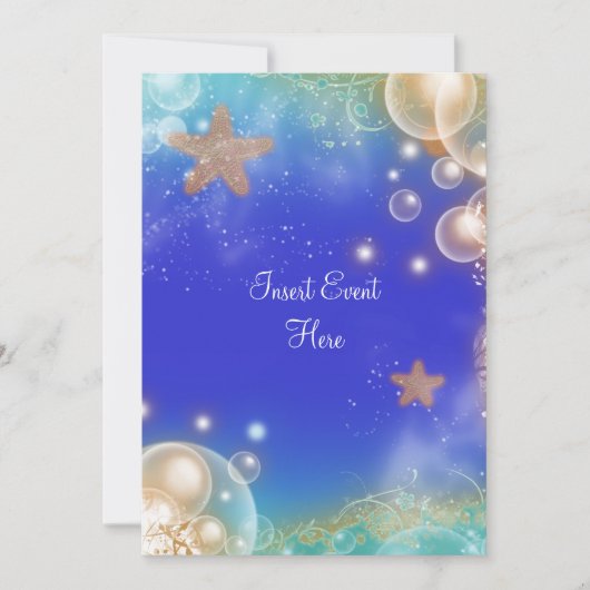 「ビーチをテーマにした」エレガントなウェディングエンゲージメントバースデー 招待状 (正面)