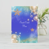 「ビーチをテーマにした」エレガントなウェディングエンゲージメントバースデー 招待状 (スタンド正面)