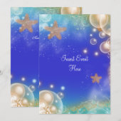 「ビーチをテーマにした」エレガントなウェディングエンゲージメントバースデー 招待状 (正面/裏面)