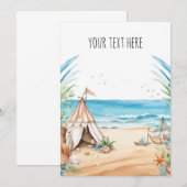 ビーチをテーマにした 招待状 (正面/裏面)