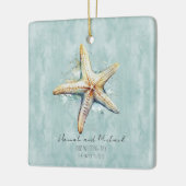 ビーチをテーマにした「Our Wedding Day」 セラミックオーナメント (左)