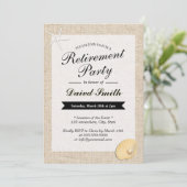 ビーチをテーマにしたBurlapリタイアメントパーティの招待状 招待状 (スタンド正面)