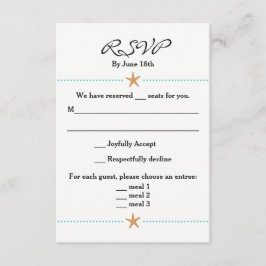 ビーチをテーマにしたRSVPカード（Starfishアクセント付） 出欠カード