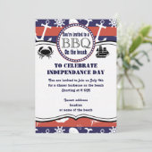 ビーチをテーマにし航海のたバーベキューの招待状 招待状 (スタンド正面)